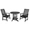 Highwood Usa Weatherly 3pc Round Outdoor Patio Furniture Dining Set AD-DNW36-BKE - alternate 1